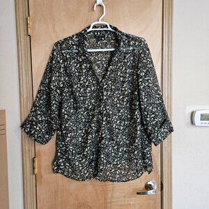 Club Z Collection Sheer Blouse 3X Stain Glass Print